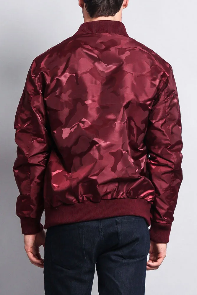 Lightweight Tonal Camo Bomber Flight Jacket