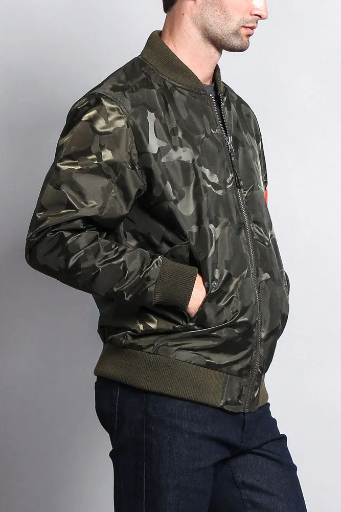 Lightweight Tonal Camo Bomber Flight Jacket