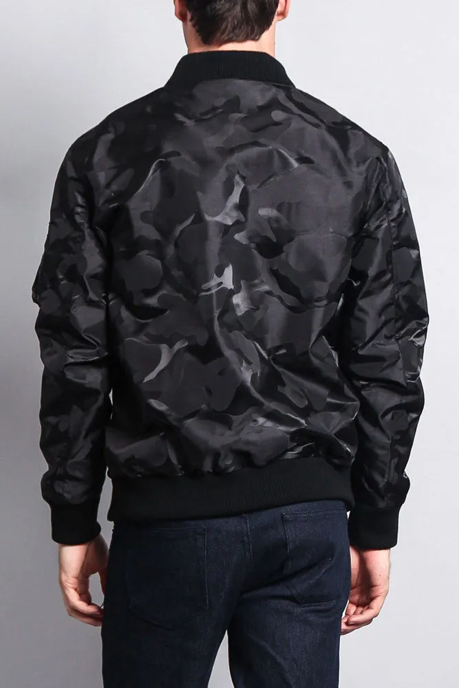 Lightweight Tonal Camo Bomber Flight Jacket