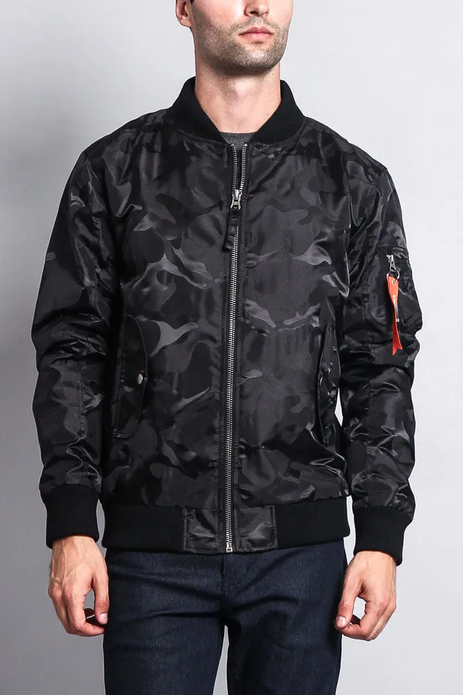 Lightweight Tonal Camo Bomber Flight Jacket