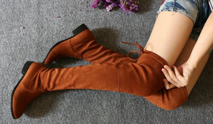 Low Square Heel Over The Knee Boots