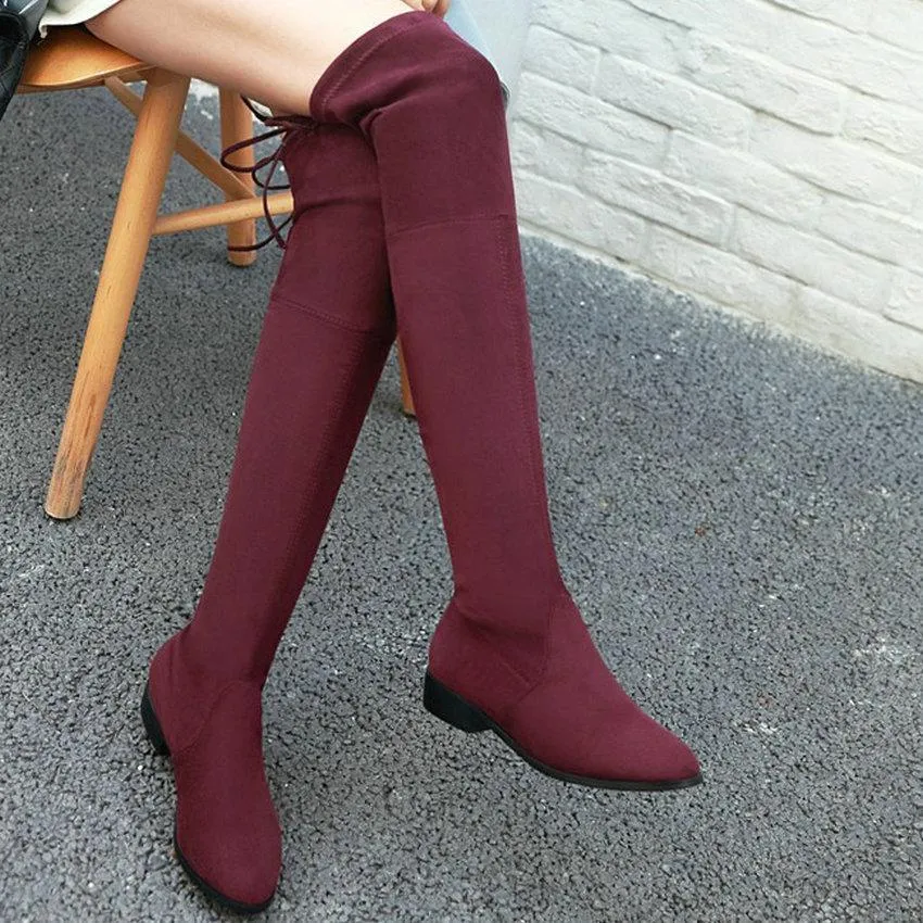 Low Square Heel Over The Knee Boots