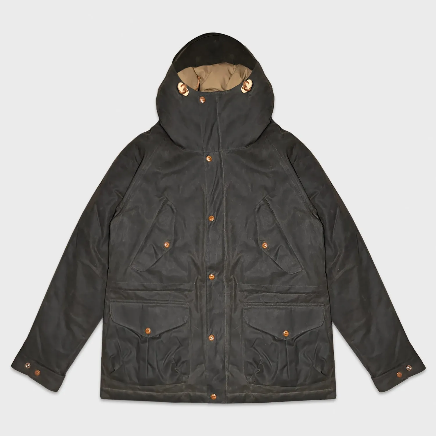 Manifattura Ceccarelli Coffee Brown Water Repellent Padded Waxed Cotton Fisherman Parka