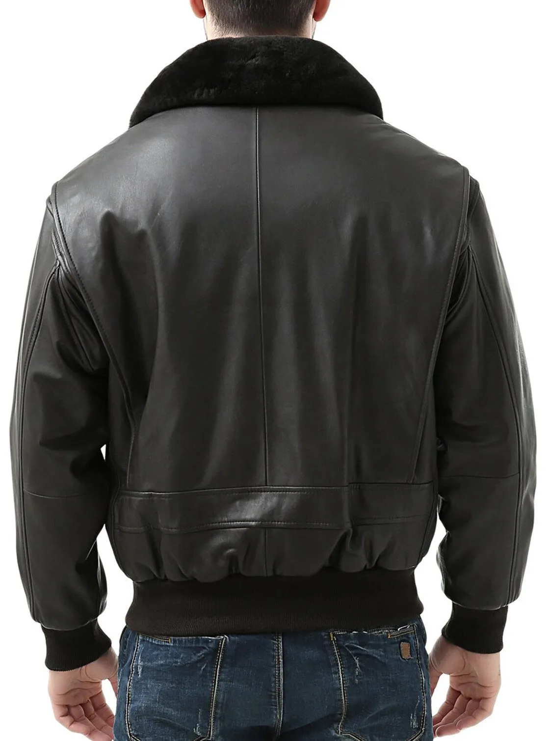 Maverick Black Leather Bomber Jacket