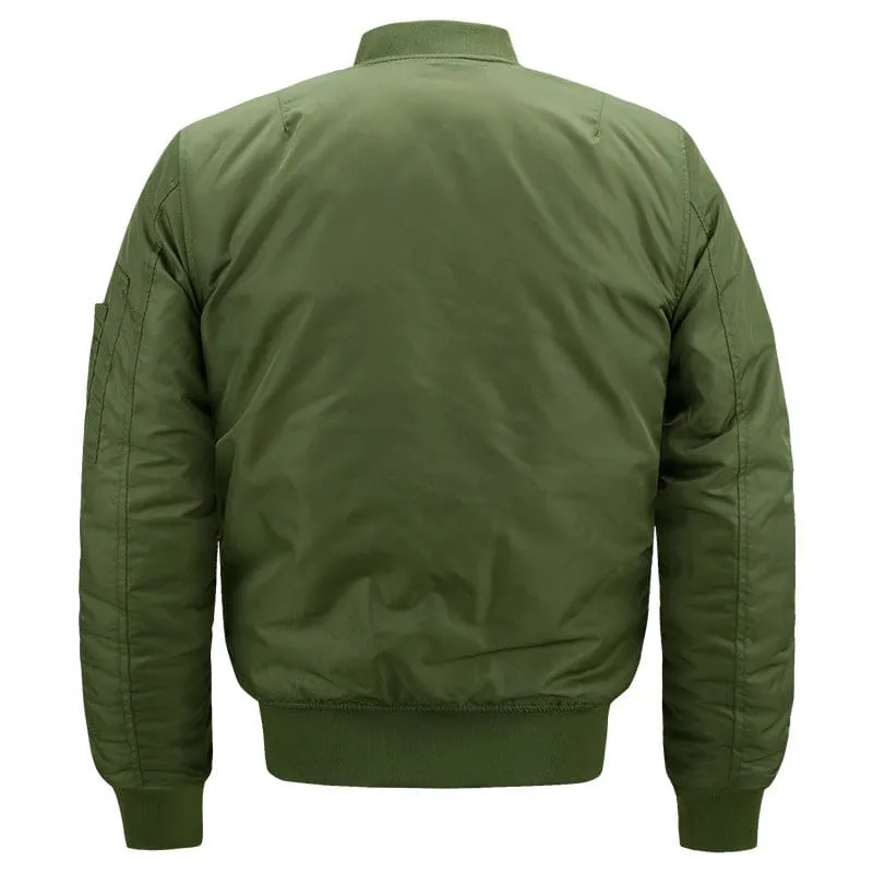 Men Zip Up Padded Lined Slant Pocket Aviator Bomber Jacket