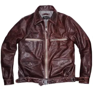 Men's Genuine Leather Aviator Bomber Jacket - Horsehide Material