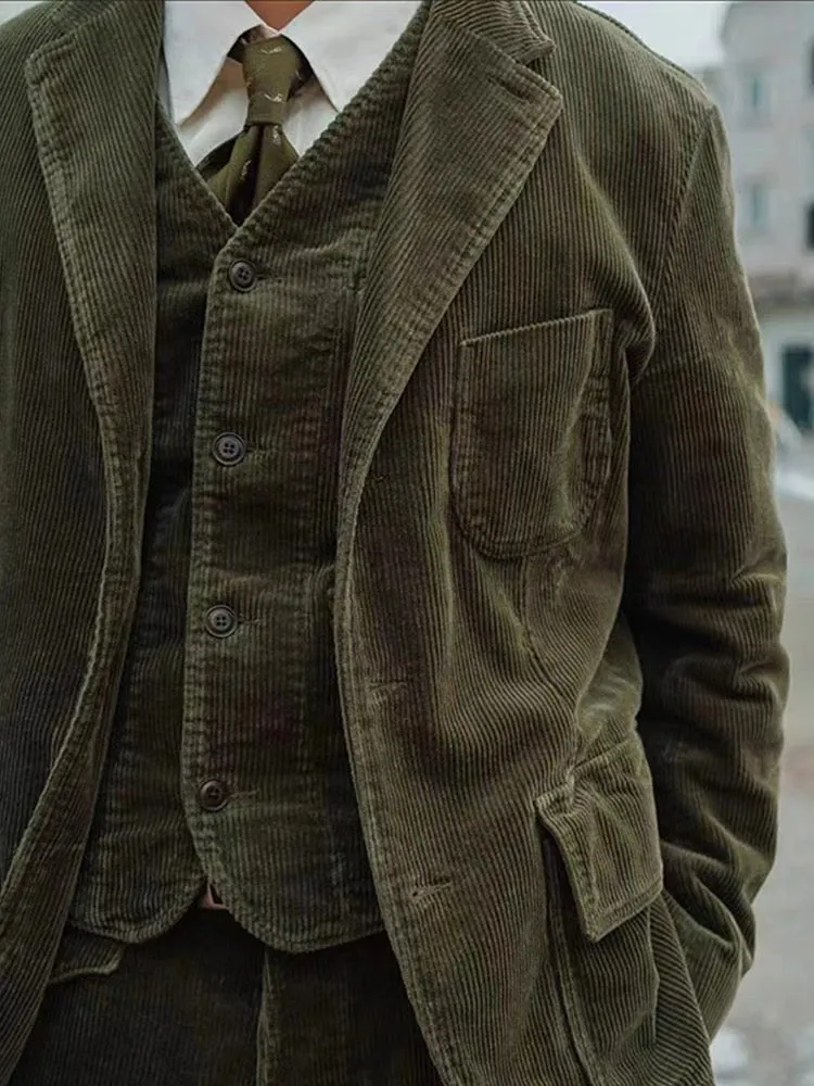 Men's Green Corduroy Suit Jacket