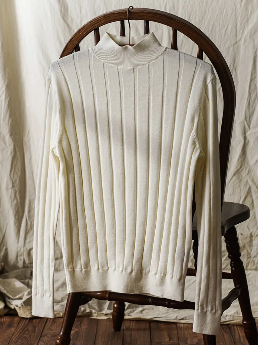 Men's Striped Knit Turtleneck Sweater