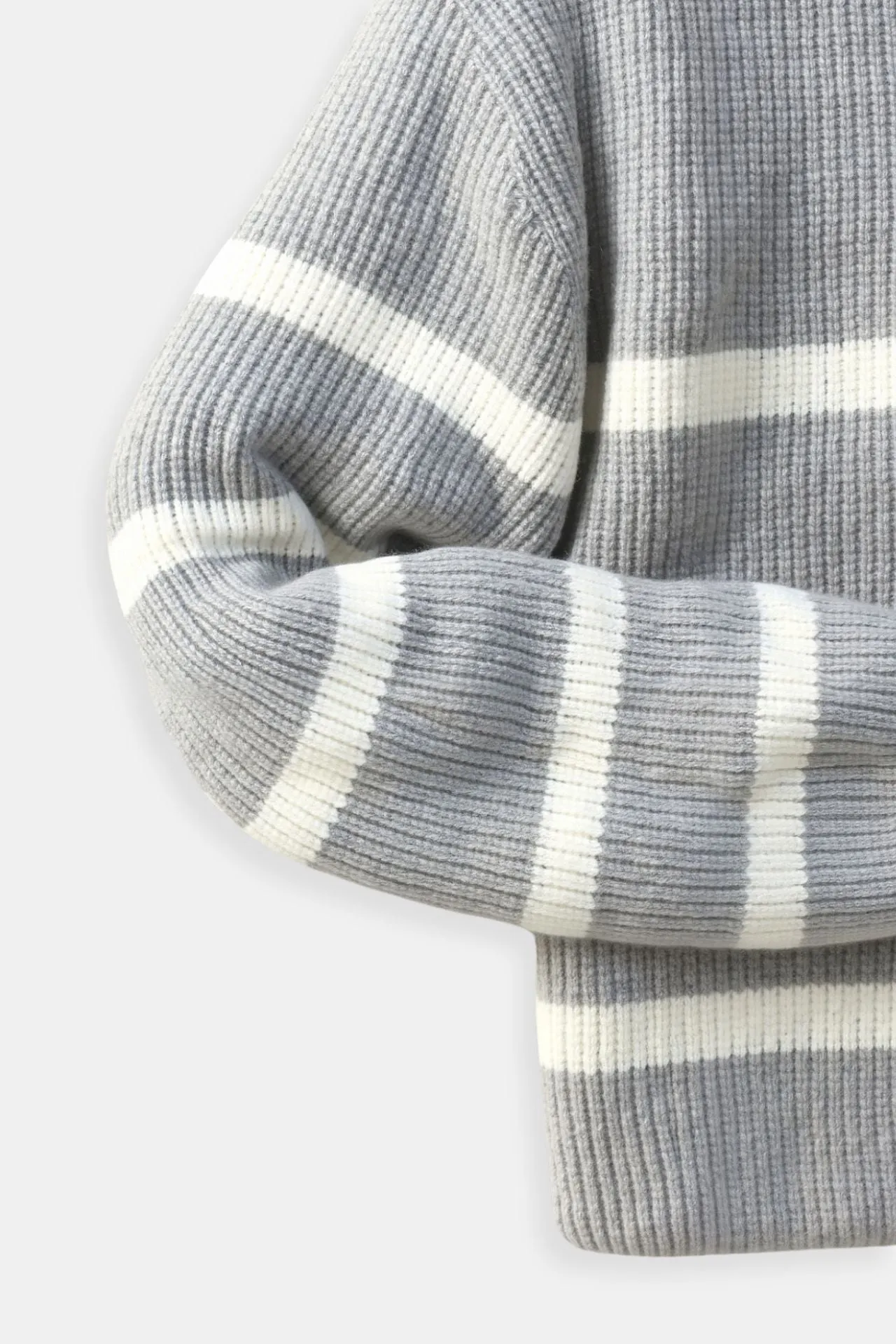 Old Money Striped Quater Zip Woolen Sweater