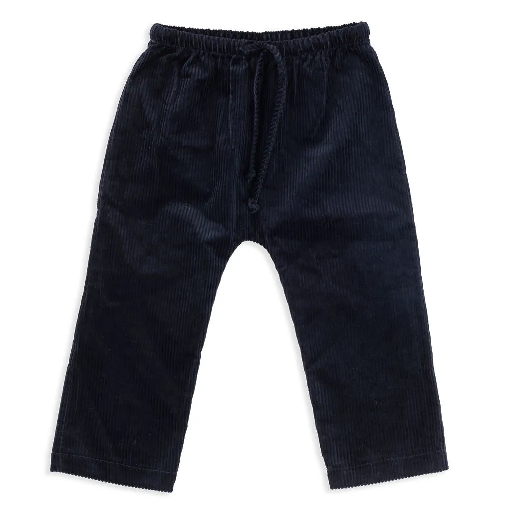 Pablo Dark Navy Baby Drawstring Corduroy Pants