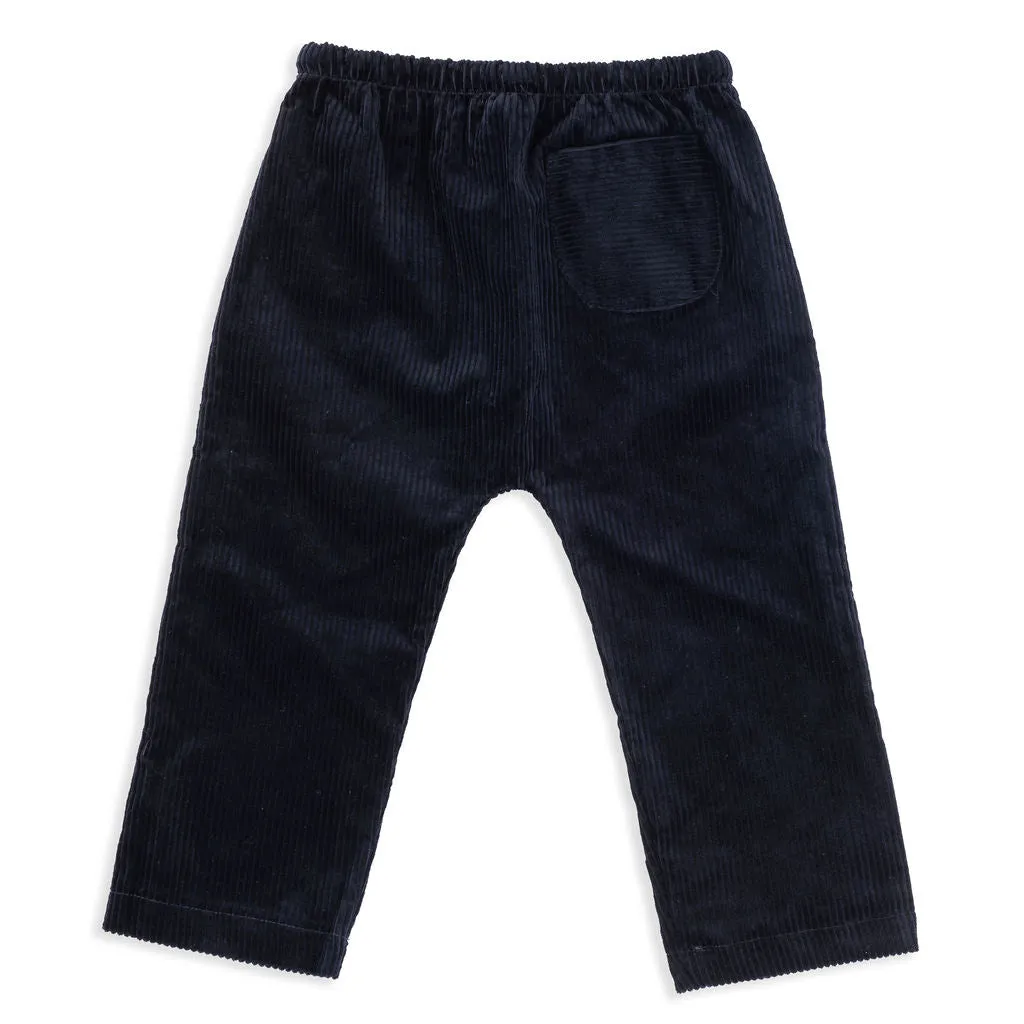 Pablo Dark Navy Baby Drawstring Corduroy Pants