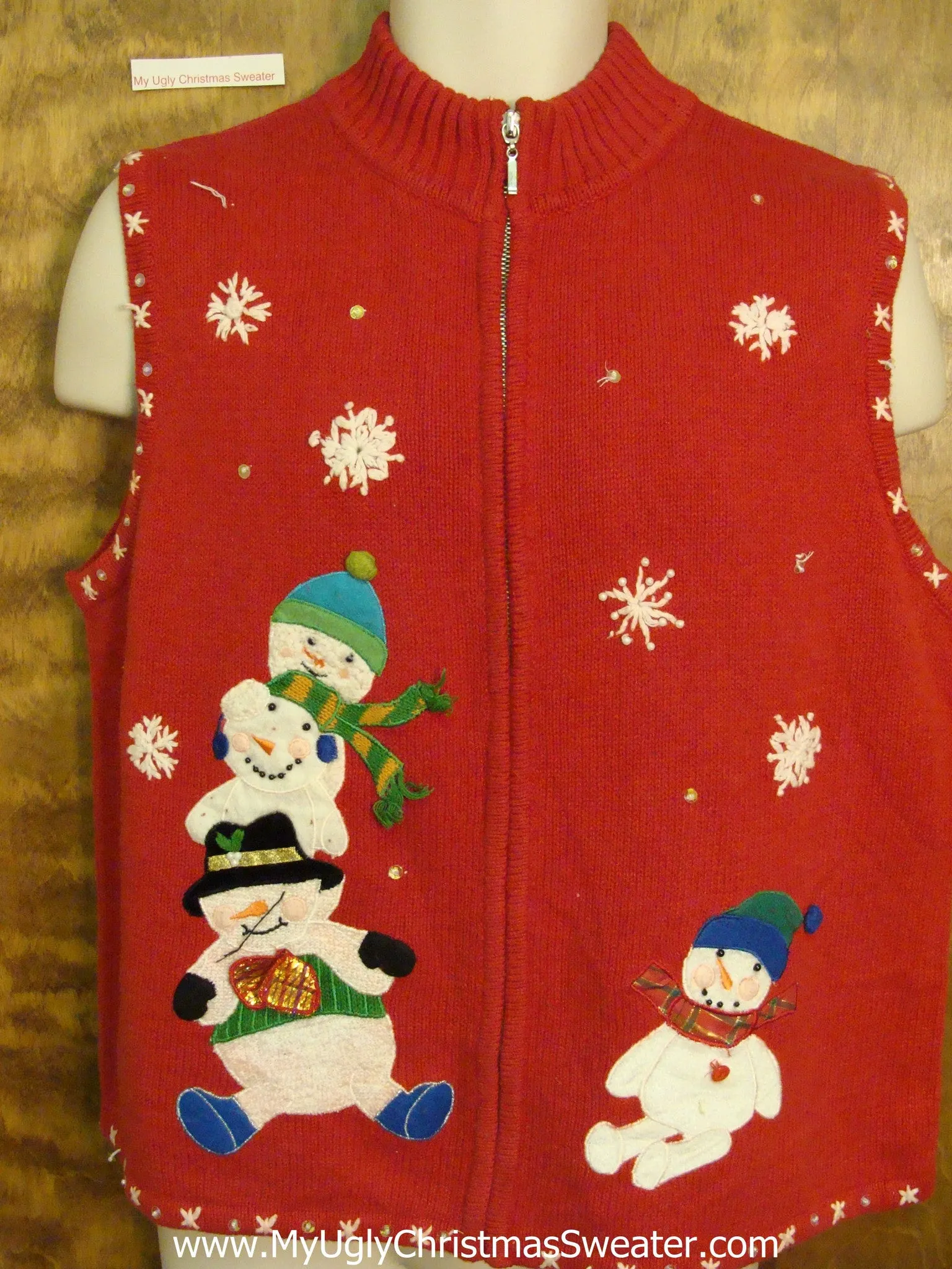 Pig Pile Snowmen Corny Christmas Sweater Vest