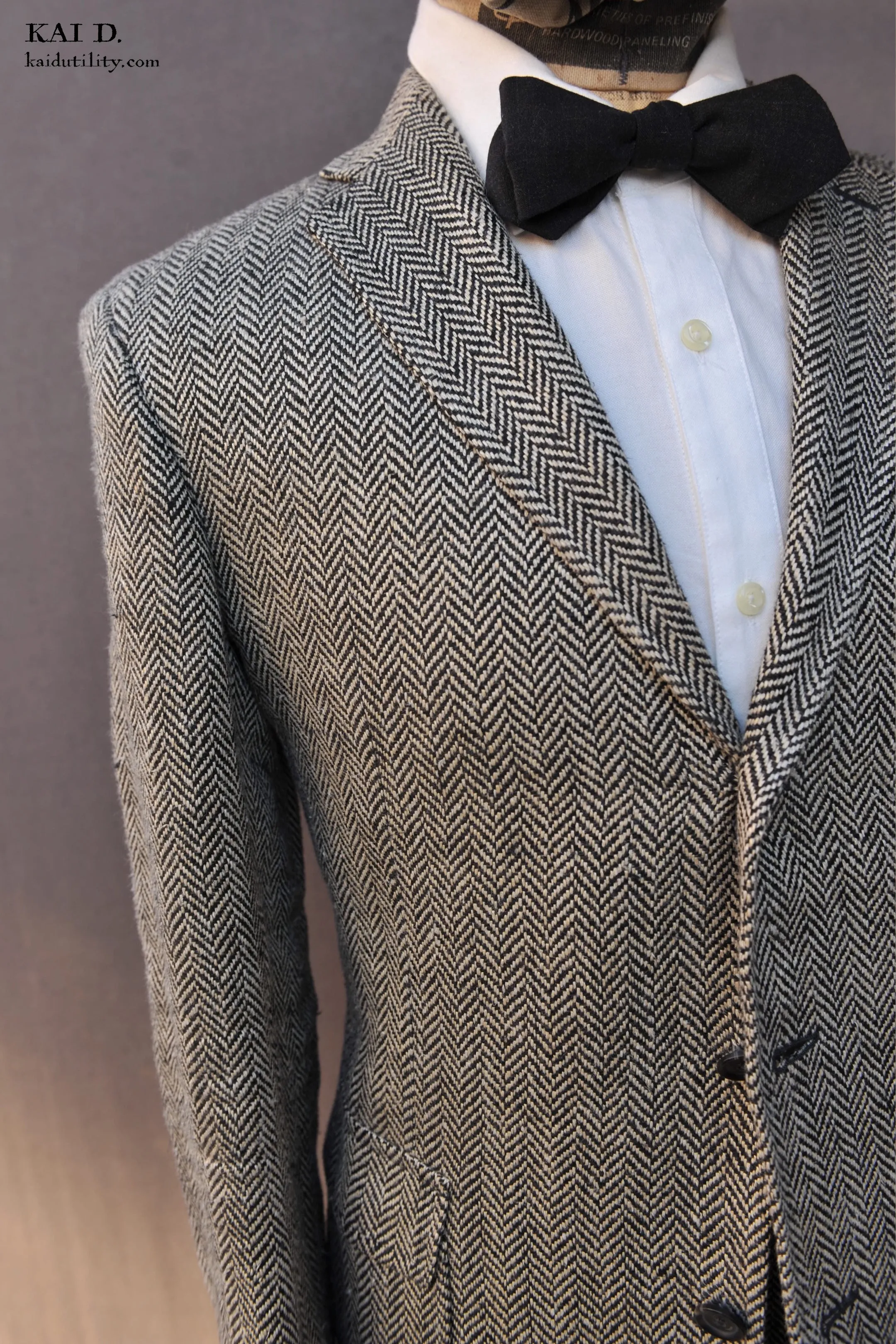 Raw Silk Herringbone Redford Blazer - M