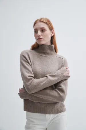 Saddle Sleeve Standneck Cashmere Sweater