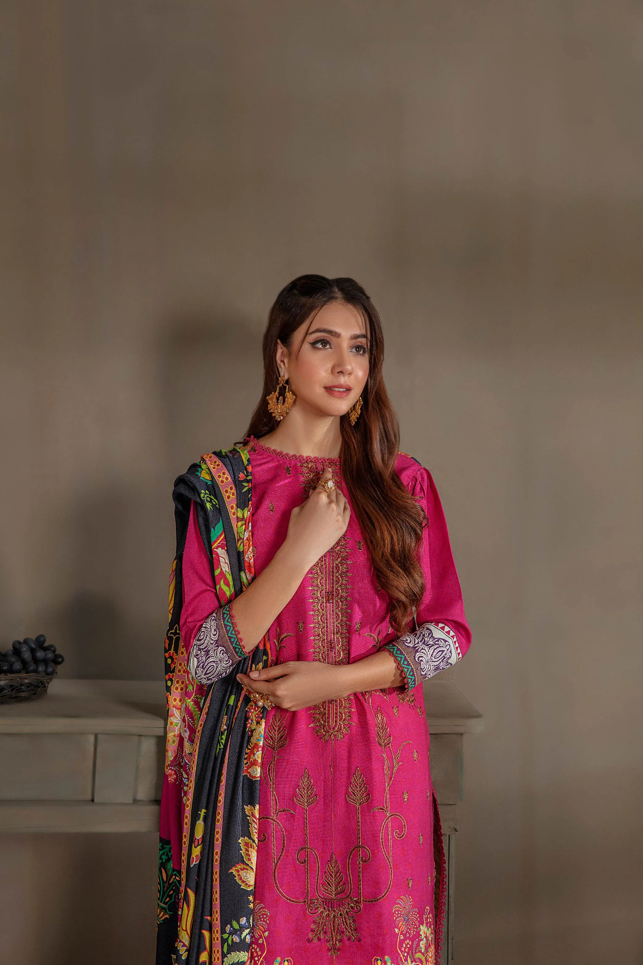 Sana & Samia by Lala Embroidered Woolen Print Collection – Aurora