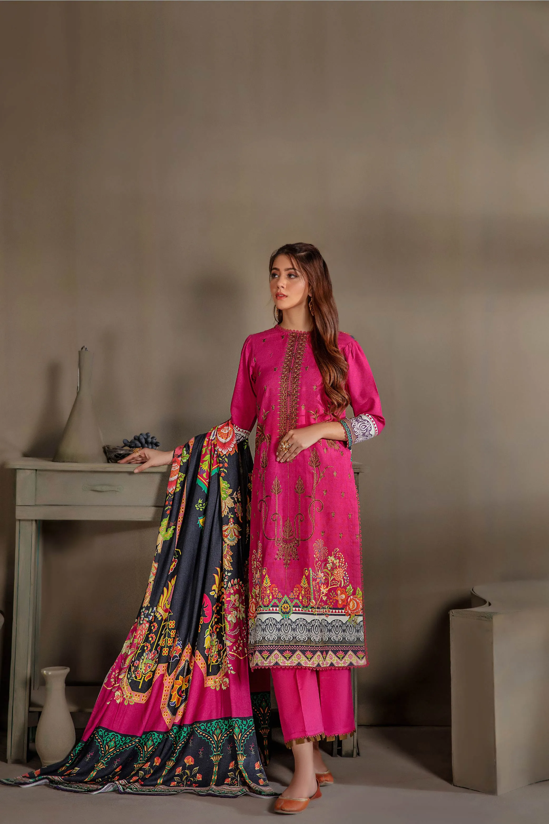 Sana & Samia by Lala Embroidered Woolen Print Collection – Aurora