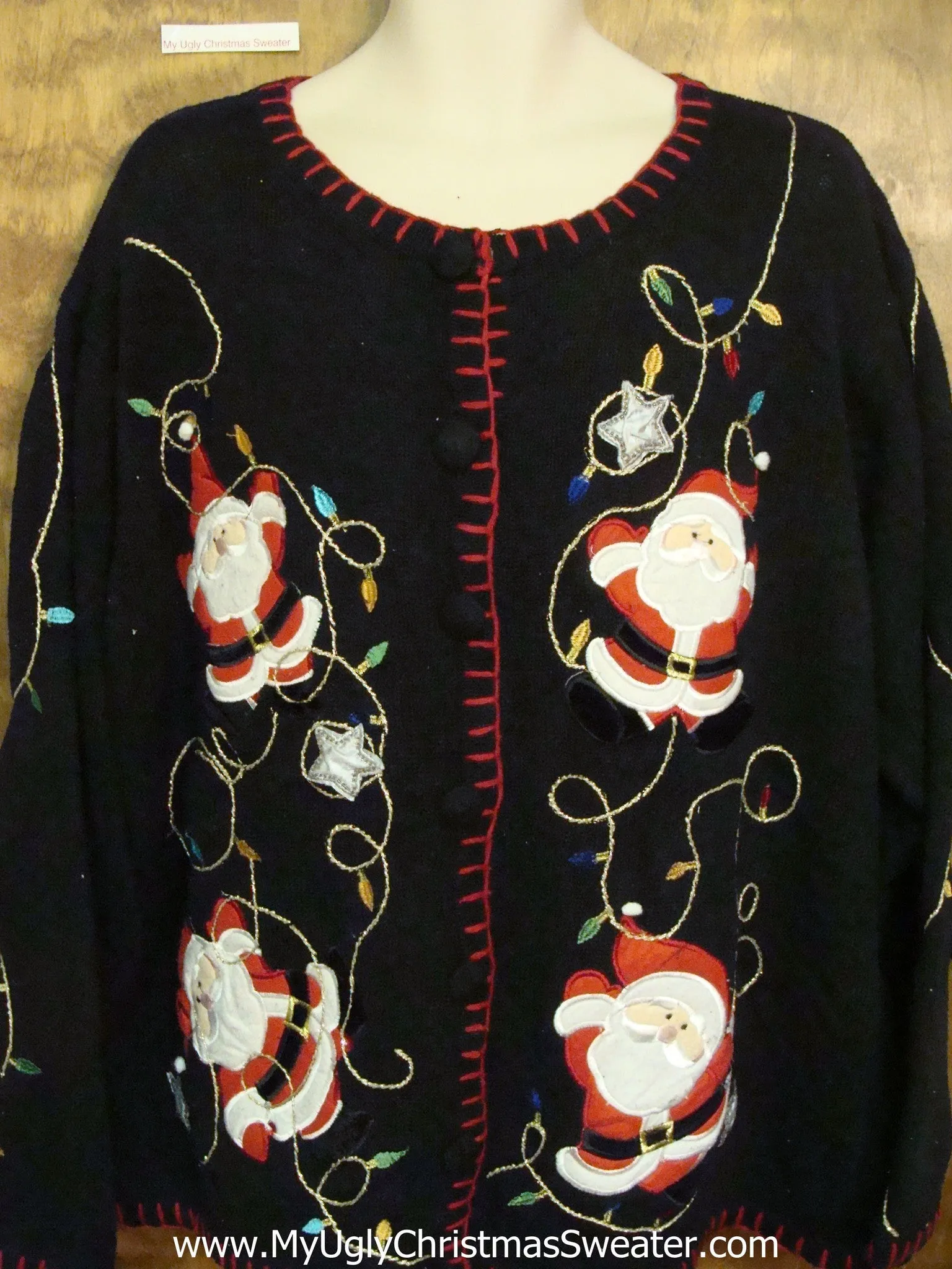 Santa Themed Corny Christmas Sweater Cardigan  4XL 