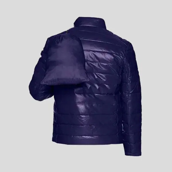 Shop Best Dark Blue Style Men’s Leather Packable Down Filled Puffer Jacket