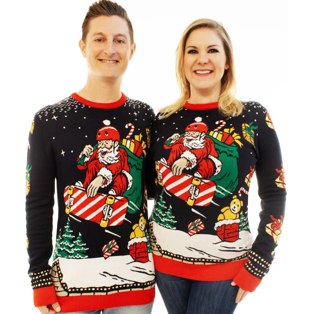 Skateboard Santa | Ugly Christmas Sweater For Men & Women | Unisex Sizing