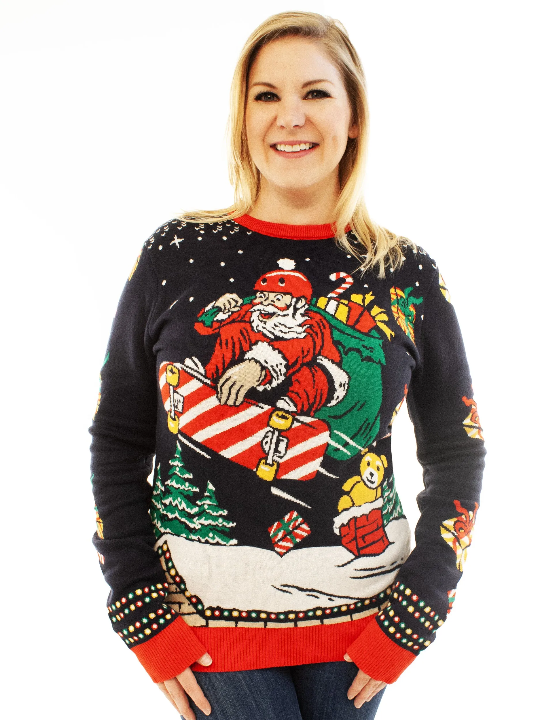 Skateboard Santa | Ugly Christmas Sweater For Men & Women | Unisex Sizing