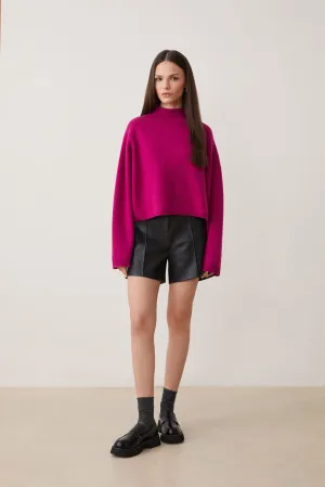 Su01382 Fuchsia Turtleneck Sweater