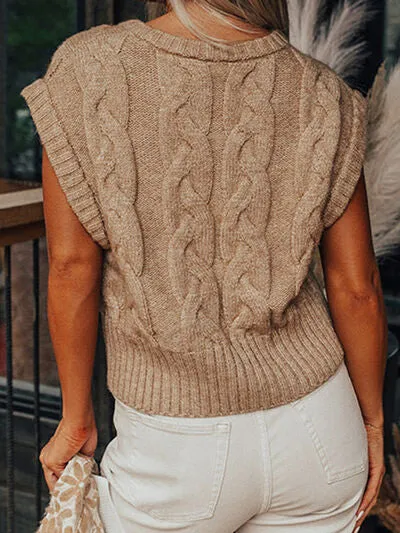 TEEK - Cable-Knit Drop Sleeveless Sweater