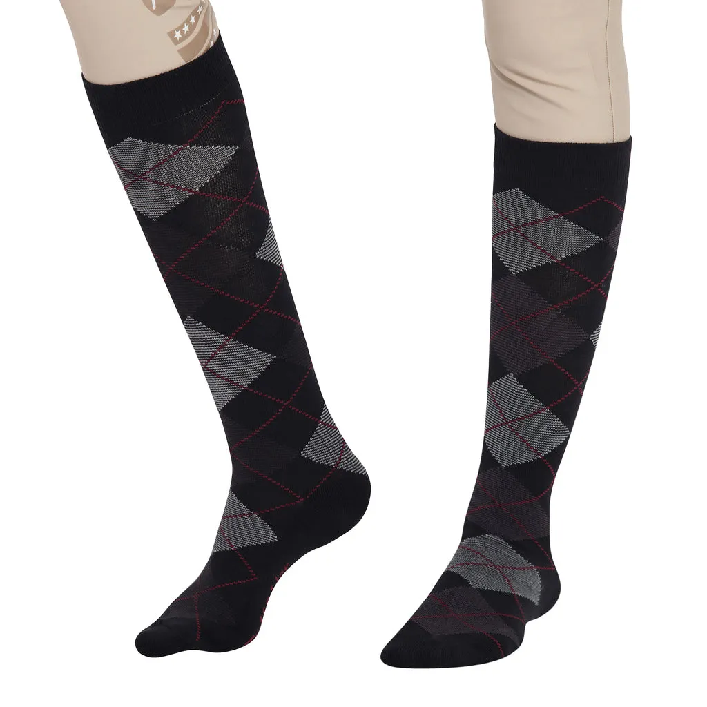 TuffRider Ladies Bamboo Argyle Knee Hi Socks