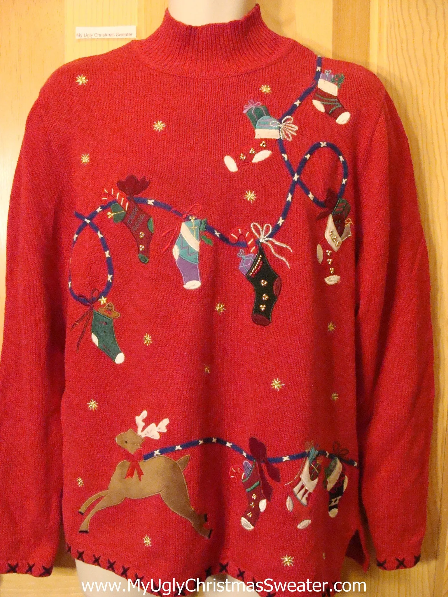 Ugly Christmas Sweater Reindeer and Stockings