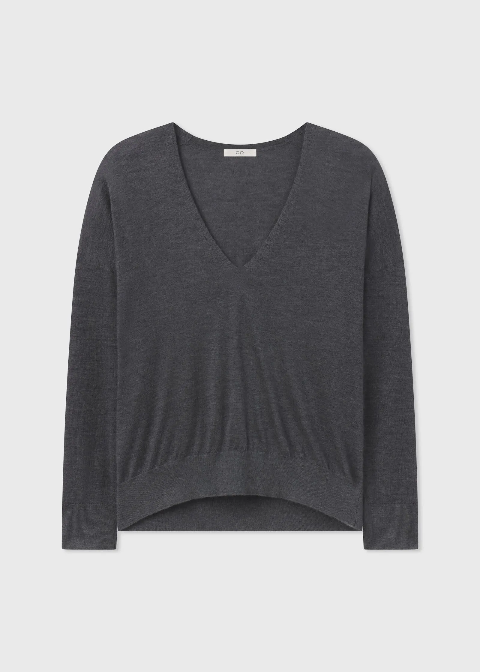 V-Neck Sweater in Fine Cashmere - Grey