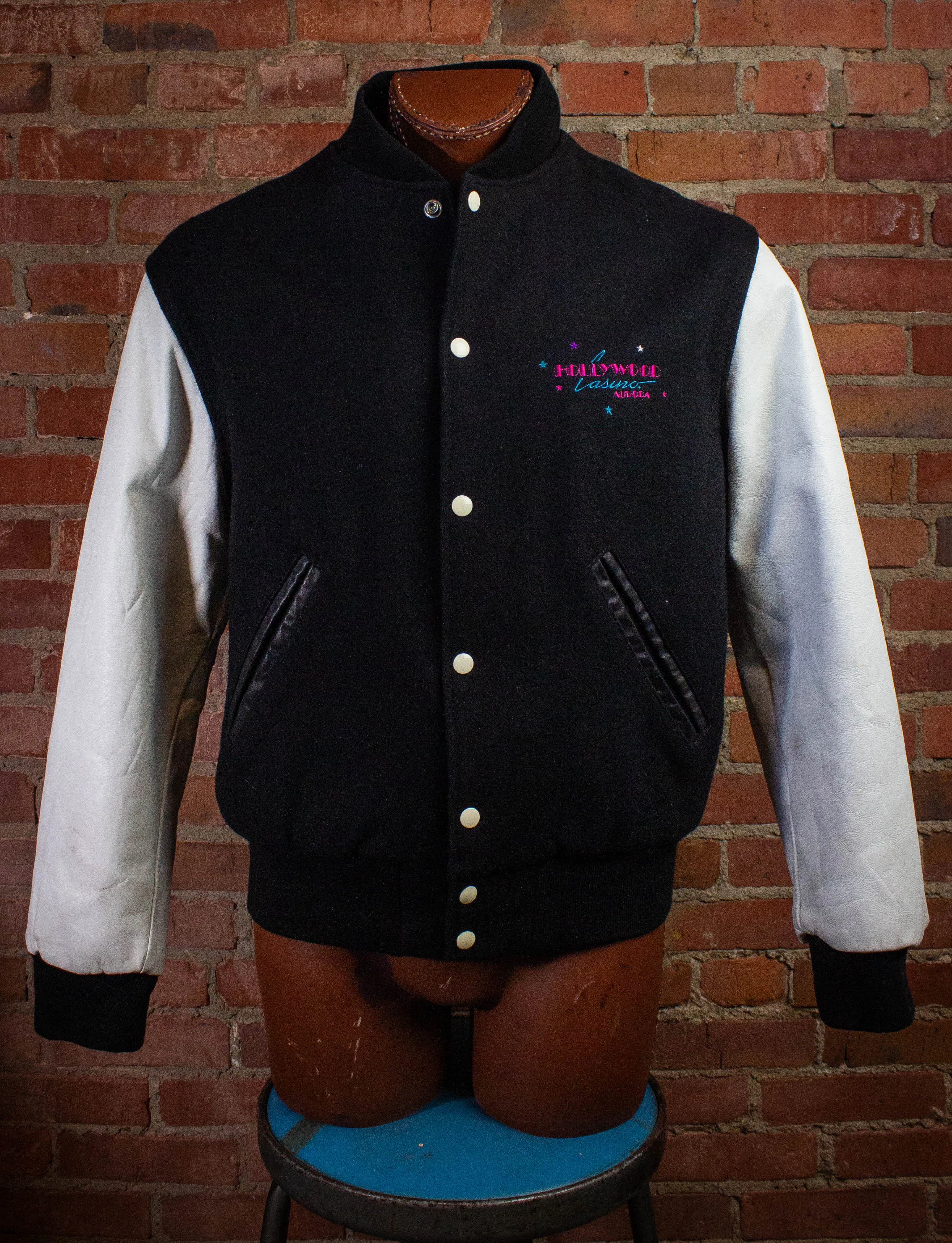 Vintage Hollywood Casino Varsity Jacket 90s Black/White Medium