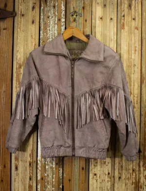 Vintage KC Collections Fringe Suede Bomber Jacket 80s Small