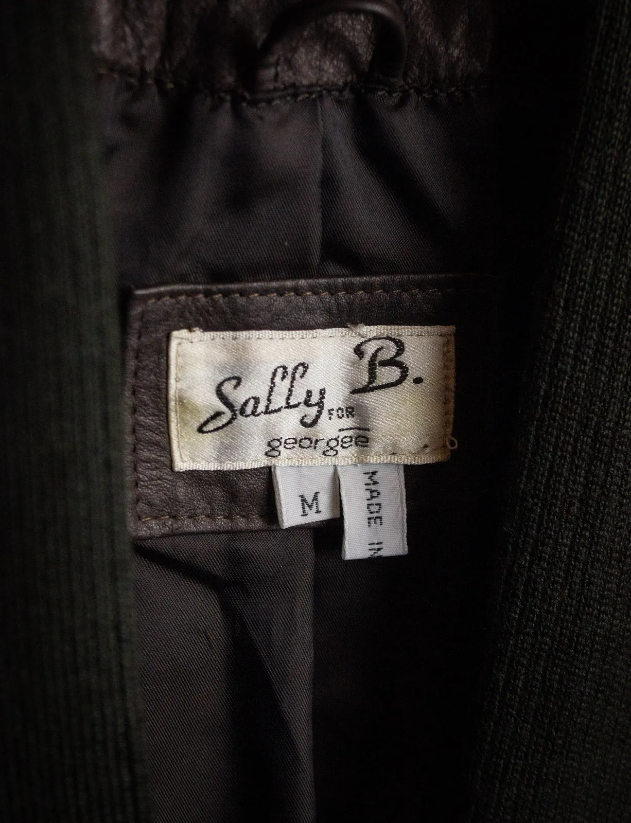 Vintage Sally B Brown Leather Bomber Jacket 80s Medium