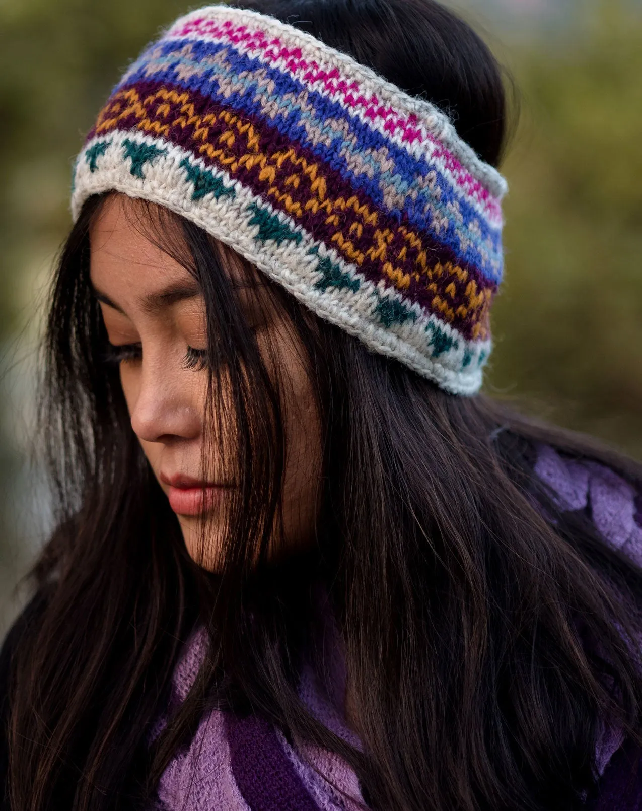 White Pink Multicolor Winter Sherpa Head Band