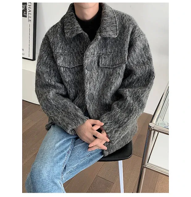 Wiaofellas Winter Thick Woolen Coat Men Warm Fashion Thickened Woolen Jacket Men Streetwear Korean Short Woolen Coat Mens Oversized Jackets