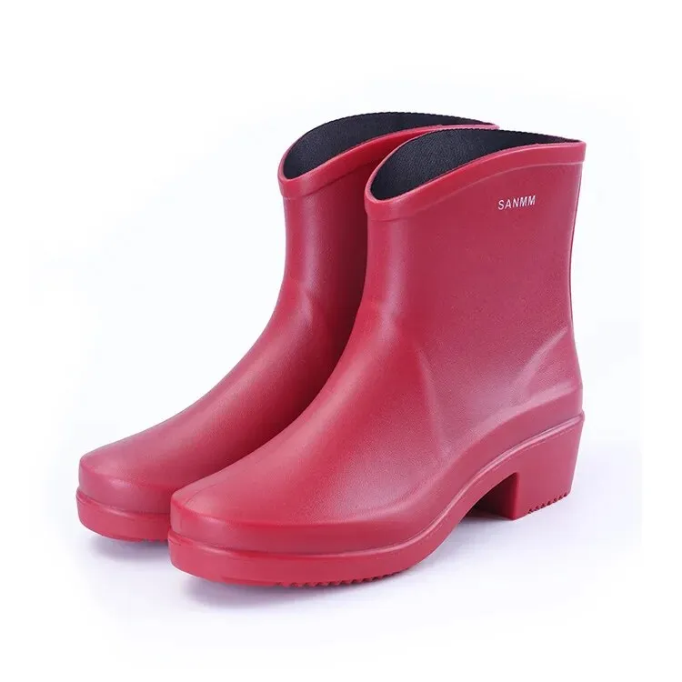 Women Ankle Boot Waterproof PVC Shoes Spring Rubber Boots Female Casual Galoshes Rain Boots - WRB50160