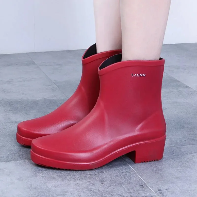 Women Ankle Boot Waterproof PVC Shoes Spring Rubber Boots Female Casual Galoshes Rain Boots - WRB50160