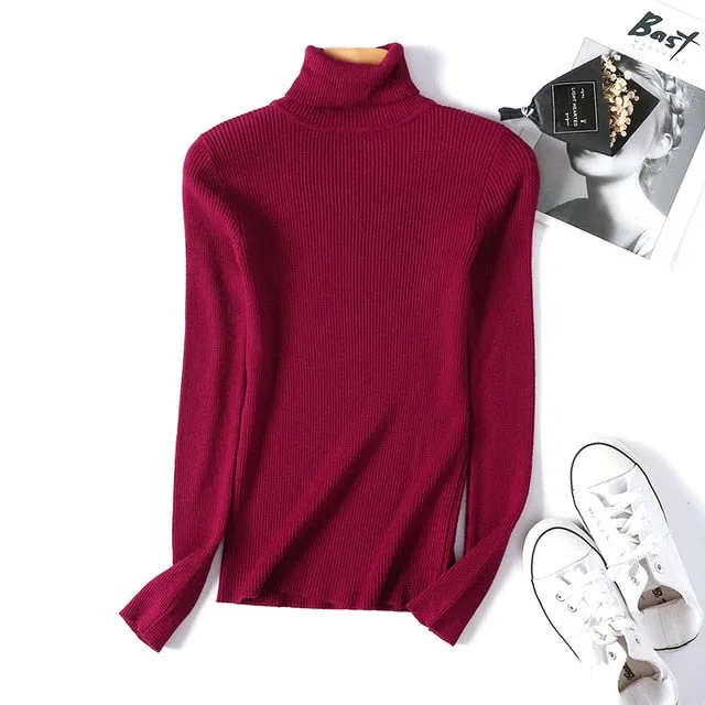 women Knitted Turtleneck Sweater