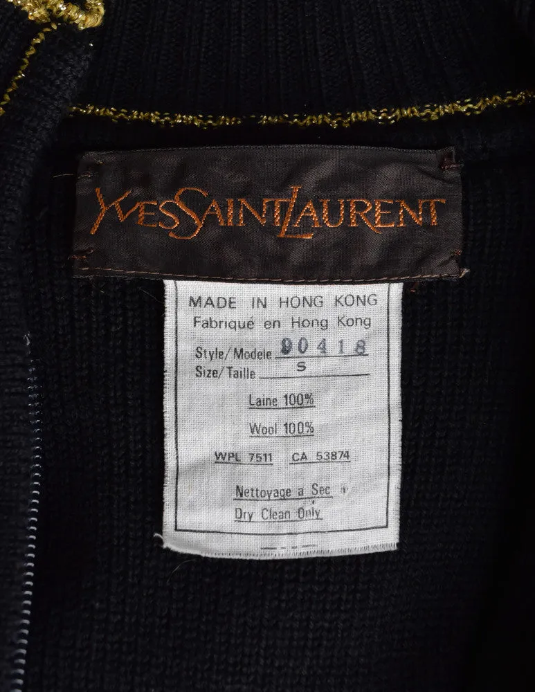 Yves Saint Laurent Vintage Black Capelet Collar Knit Sweater Jacket