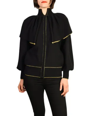 Yves Saint Laurent Vintage Black Capelet Collar Knit Sweater Jacket